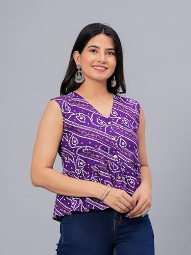 Image of Stylum Women's Bandhej Printed Rayon Peplum Top