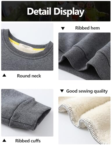 Image of Girls Sweatshirt Kids Fleece Lined Sweatshirts Winter Warm Sherpa Crewneck Pullover