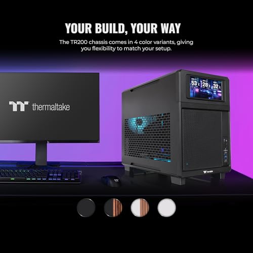 Image of Thermaltake TR200; Preinstalled 6.0 Inch LCD Screen; Micro Chassis; 1x120mm PWM Fan Included; mATX /mITX Support; 360mm Radiator Support; 365mm GPU Clearance; 5.25 inch Bay Support; Black; CA-11L-00S1NN-01
