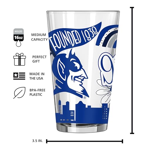 Image of Logo Brands NCAA 16 oz Pint Glass - Durable Glass With Bold Team Color- Chip-Resistant Rim Drinkware For Fans, Tailgates, Home Bars & Everyday Use