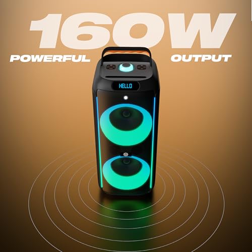 Image of DIGIMORE 160W PartyBox Speaker w /Wireless Mic | Dual 6.5 inch Boombox Speakers | AI Sound Boost & Deep Base Sound | RGB Lights, 10Hrs Battery & BT 5.3 /USB /TF /AUX for Parties & Gatherings (D-1362 Pro)