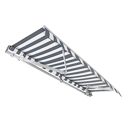 Toboli Gelenkarmmarkise 3x2,5m Anthrazit/Weiß Sonnenmarkise für Wandmontage Markise mit UV-Schutz