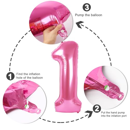 Image of 5 Balloon Numbers Birthday Decorations, 40In Pink Balloons for Men Women | Eye-catching Appearance, Perfect Decorative Centerpieces, Convenient Self-sealing Structure, Widely for Various Occasions