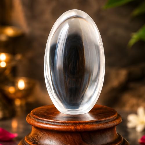 Image of Certified Original Sphatik Lingam (30-40g) | AAA Grade Clear Quartz Crystal Spatika Shivling with Ganga Jal | Crystal Shivling for Sawan, Shravan, Rudrabhishek, Puja, Home Temple & Meditation