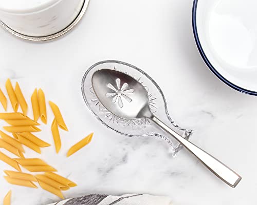 Godinger Spoon Rest for Kitchen, Crystal Glass Spoon Holder Rest