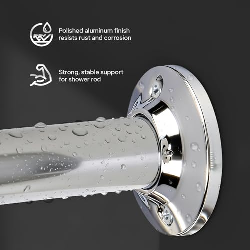 Image of HIGHCRAFT Shower Curtain Rod Flange, Screws Included, Chrome Plated Steel