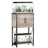 5-10 Gallon Fish Tank Stand, Metal Double Aquarium Stand with Cabinet for Fish Tank Accessories Storage, Heavy Duty 20.5″ L* 11.02″ W Tabletop, 500LBS Capacity Grey PG06YGZ