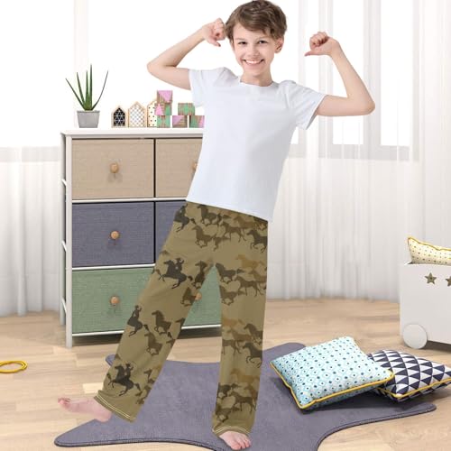 Boy's Pants Cowboy Chasing Herd Jogger Pants Elastic Waist Long Bottoms Trousers with Pockets 6-14 Years4