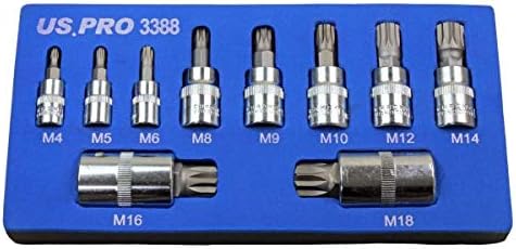 US PRO Tools 10pc 1/4-1/2"d Triple Square Spline Bit Sockets Socket Set New 3388
