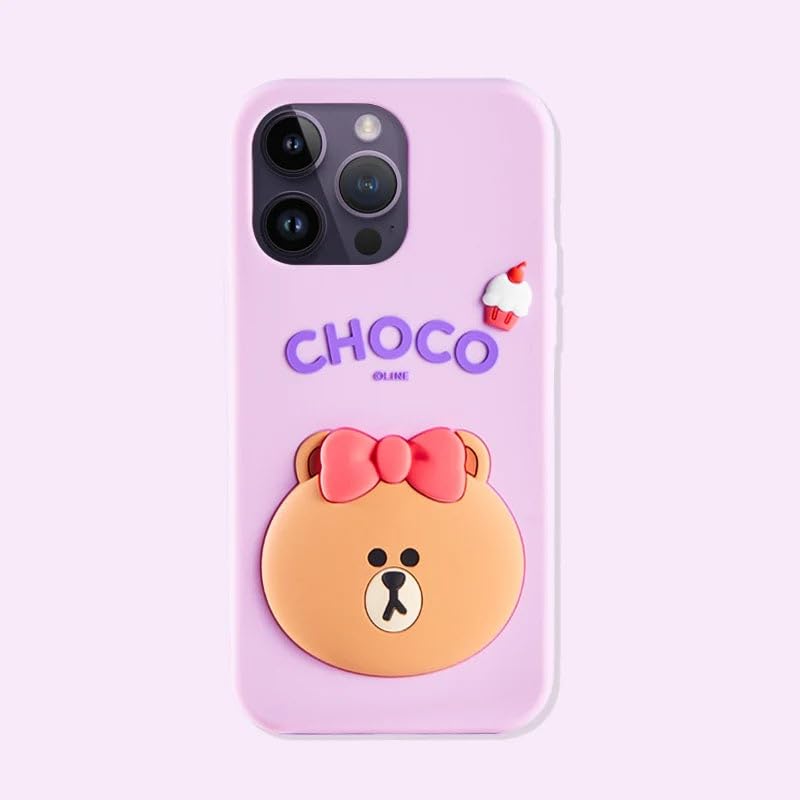 Image of COVERLY for iPhone 14 Plus 3D Line Friends Choco Cartoon Case,Premium Silicone Case Purple Candy with Phone Holder Cool Full Protective Cute Kawaii Aesthetic Cover for Apple iPhone 14 Plus