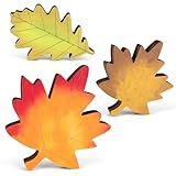 Thanksgiving Decorations for Home - 3 Pcs Fall Rustic Maple & Oak Leaf Wooden Table Decor, Autumn Farmhouse Signs for Mantel, Shelf, Tiered Tray