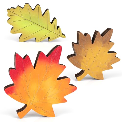Thanksgiving Decorations for Home - 3 Pcs Fall Rustic Maple & Oak Leaf...