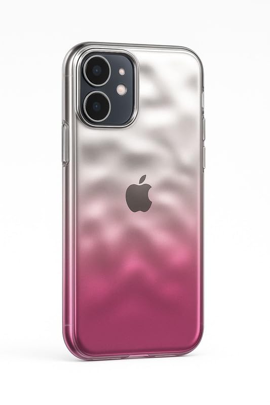 Image of COVERLY for iPhone 15 Pro Max Case Ombre Pink Silver - Shockproof Soft Silicone Back Cover | Slim Fit Glossy Gradient Design | Camera Protection | Stylish Designer Case for Women & Girls