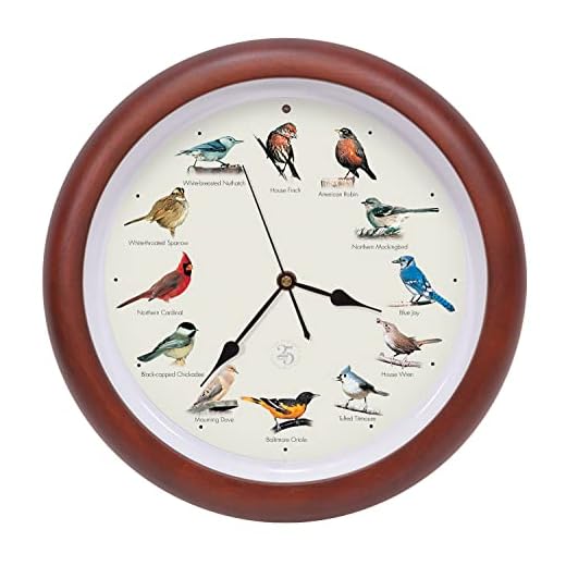 Mark Feldstein & Associates The Original Singing Bird Clock 25th Anniversary Edition (13 Inch, Premium Cherry)