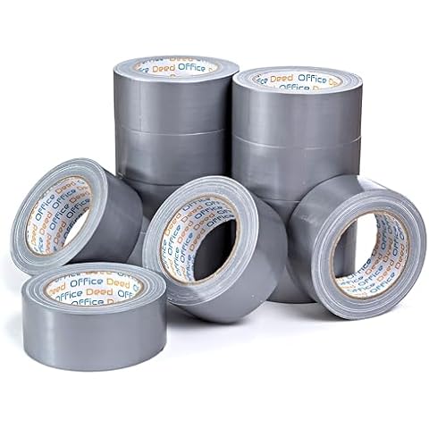 Office Deed Duct Tape Heavy Duty Waterproof, 30 Yards x 2 Inch, 12-Roll Pack, All-Weather Grey Heavy Duty Duct Tape, No Residue, Strong Silver Duct Tape Bulk Cover