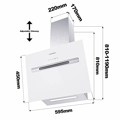 CIARRA-CBCS6736G-Clase-A-60cm-Campana-Extractora-de-Pared-Cocina-Control-Tactil-y-por-WIFI-700mh-Velocidad-Boost-Recirculacion-con-Filtros-de-Carbono-Blanca