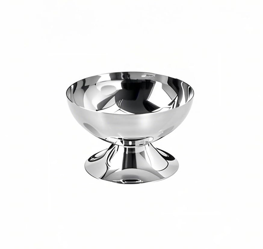 PACEKONER Stainless Steel Ice Cream Bowl, Reusable Salad Cup, Dessert Bowl, Metal Cups, For Sundae, Fruit, Ice Cream, Pudding, Snacks, Condiment (Silver, 3.62 In)