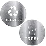 Recycle and Trash Sticker Vinyl Modern Logo (2.75" x 2.75" 1 ea.) Symbol to Organize Trash cans or G