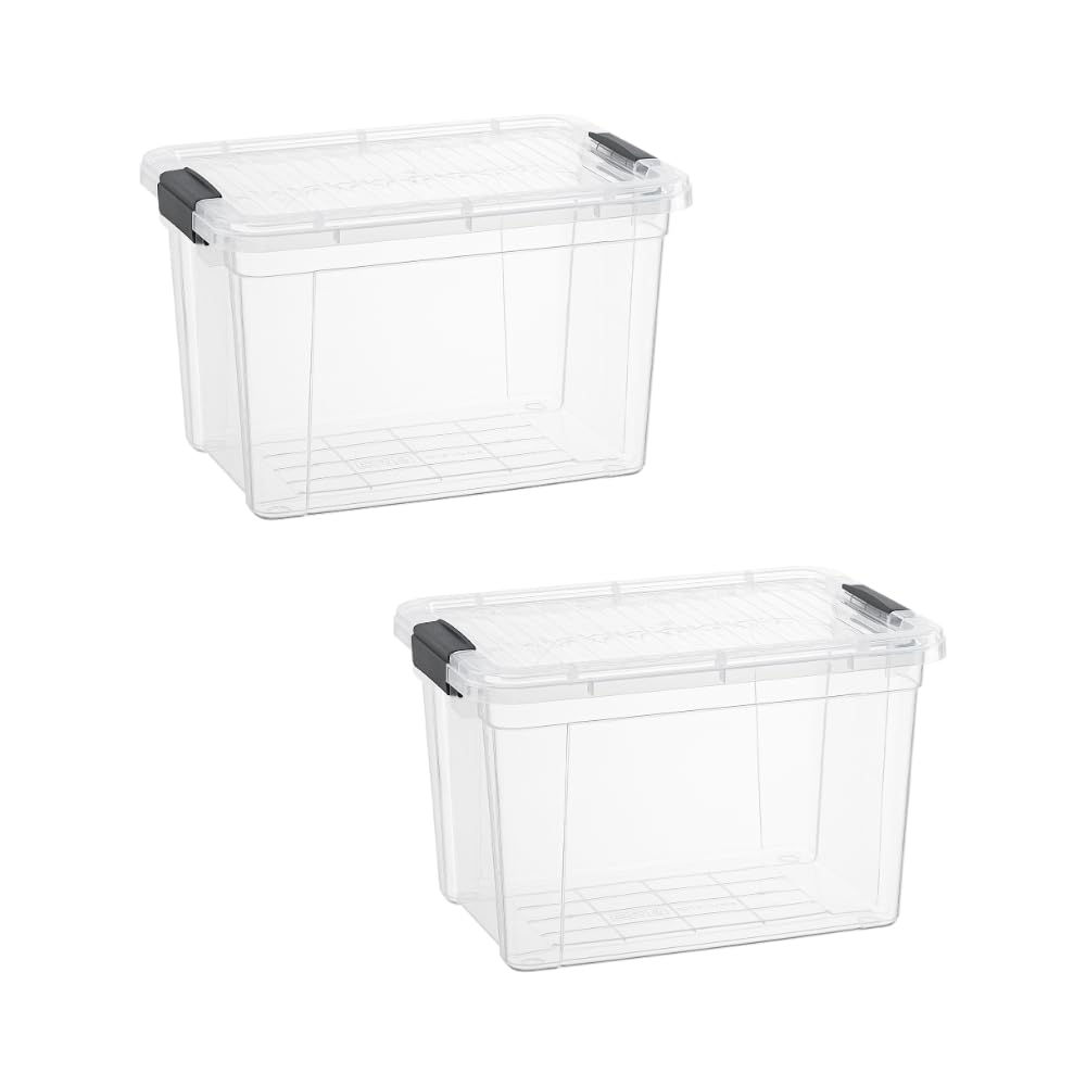 Superio Storage Bins with Lids- 2 Pack, 2.5 Qt Clear Boxes for Organizing, Stackable Plastic Containers- BPA Free, Non-Toxic, Odor Free, Organizer for