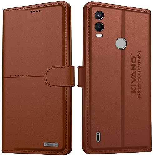 Image of Compatible with Nokia C21 Plus Flip Cover | Leather Finish | Inside Pockets & Inbuilt Stand | Shockproof Wallet Style Magnetic Closure Back Cover Case