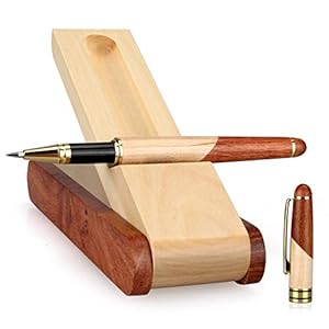 Best Wooden Gel Pen Gift Set with Handmade Rollerball Pen Holder Box and Refills, Business Ballpoint Pen with Fancy Pen Display Case