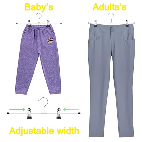 Amber Home 20 Stück 40cm Chrom Eisen Kleiderbügel, Silber Metall Hosenbügel Aufhänger für Hosen Shorts Rock Socken Unterwäsche, mit rutschfest Clips