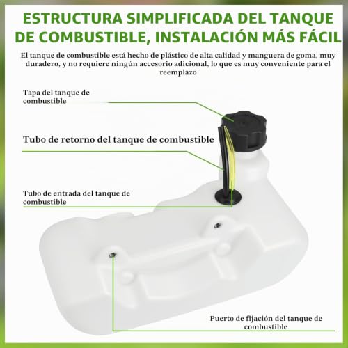 Miniatura 5 de Golrisen Tanque De Combustible Para Desbrozadora De 0,6 Litros Depósito De Gasolina Para Desbrozadora De Plástico Con Manguera Tanque De Gasolina Universal Compatible Con Cg430 Cg520 43cc 52cc 47cc