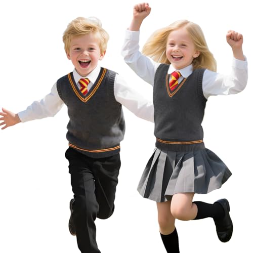 Guturris Kids Vest Sweater Children Teenager Cosplay Costumes Unisex Adult Fall and Winter Knit Waistcoat Kid Red M