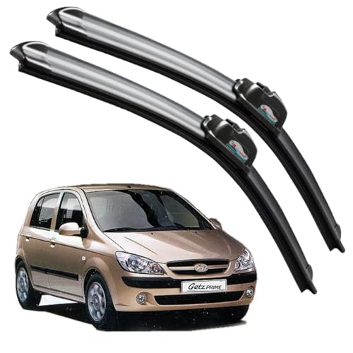 Image of Frameless Rubber Car Wiper Blades Set of 2 Compatible with (Hyundai Getz (2008-2014) (D-22,P-14))
