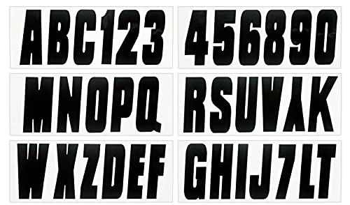 Hardline Products USA Series 350 3-Inch Boat Registration Number Kit for Inflatables & RIBs – High-Tack Adhesive Decals for Hypalon & PVC – US Coast Guard Compliant Lettering – INFBLK350