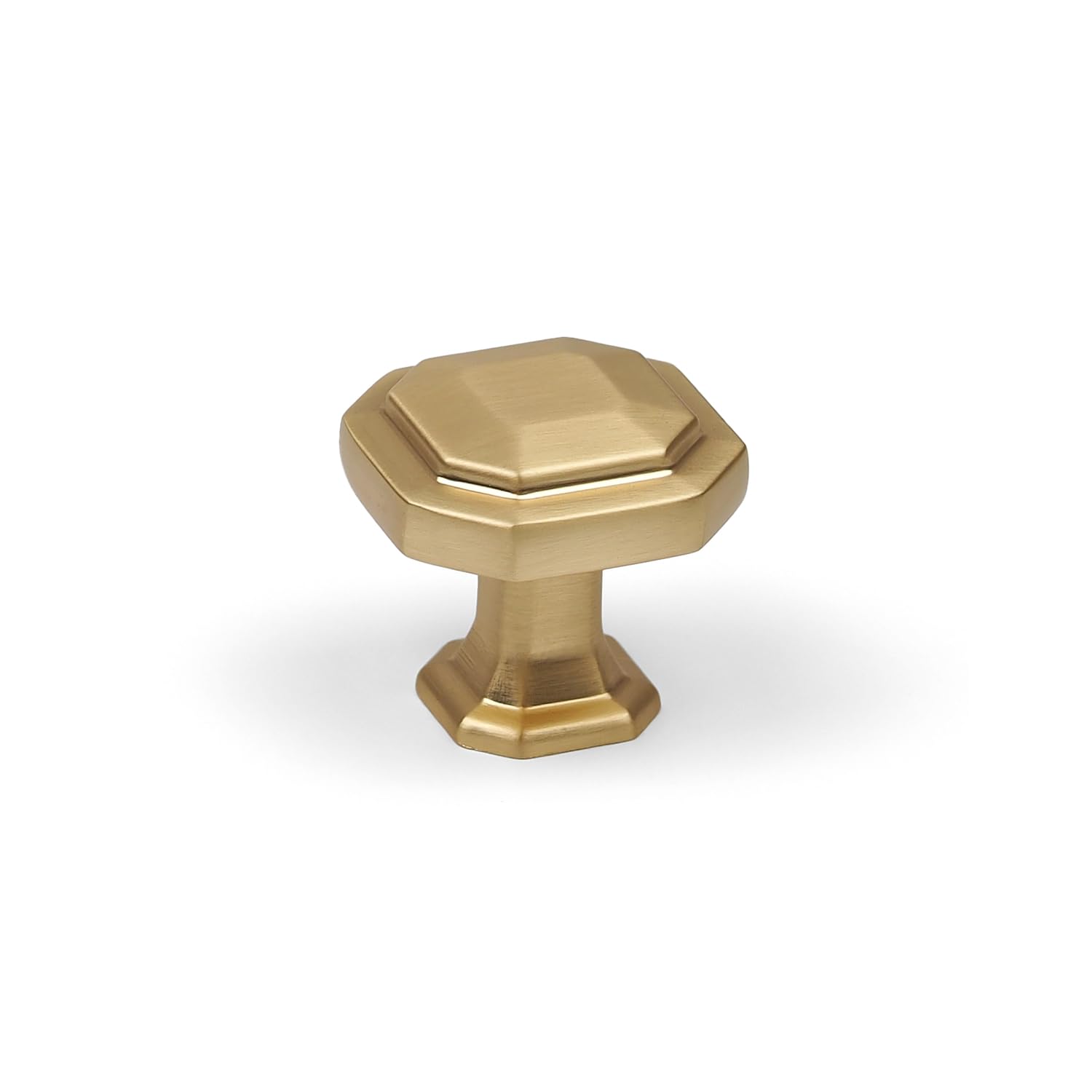 Handle & Home Light Polished Brass Octagonal Knob And Geometric Handles - 30Mm Knob