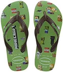 Havaianas Kids Minecraft Flip Flop Sandal, Green Apple, 9 US Unisex Toddler