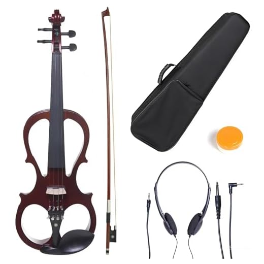 Cecilio 3/4 Size Electric Silent Violin, Hand-Carved Solid Wood, Electric Violin with Ebony Fittings, Ideal for Practice, Stage & Studio Use, Mahogany Metallic
