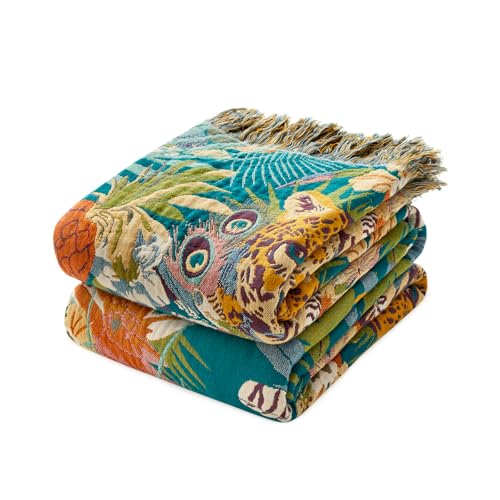 Image of LUTBM Boho Throw Blanket for Couch 50 inchx60 inch, Cotton Decorative Bed Throws
