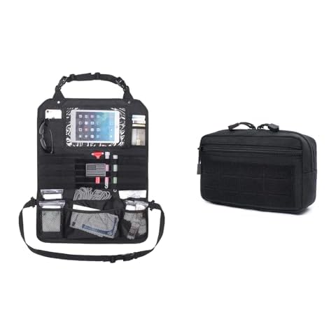 Tactical Car Backseat Organizer and Molle Horizontal Admin Pouch Cover