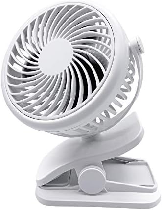 AceMining Rechargeable Battery Operated Clip on Stroller Fan with Removable Mesh Cover,3 speeds,Strong Wind,Long Battery Life,Quiet,Small,Cooling for Baby Stroller,Home,Office,Barbecue,Camping
