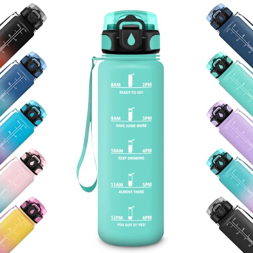 HoneyHolly Botella Agua Gimnasio 500ml, Reutilizable, Botella de Agua, Prueba de Fugas, Marcador de Tiempo Deportiva, Cantimplora, Botella Gym, Cantimplora para Fitness Oficina Escuela Yoga