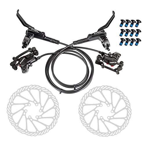 Taruor Frein Hydraulique VTT Frein a Disque Hydraulique VTT Rotor de Frein à Disque 160mm Étrier Avant et Arrière en Aluminium Disque de Frein à Disque Rotors en Acier Inoxydable avec 12 Boulons