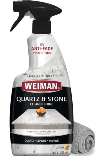 Comparison: Best Daily Cleaner For Quartz Countertops 7 Weiman Quartz Countertop Cleaner and Polish - Clean and Shine Your Granite, Marble Countertops, Kitchen Island, and Stone Surfaces with UV Anti-Fade Protection, Citrus, 24 Ounce with Microfiber Cloth