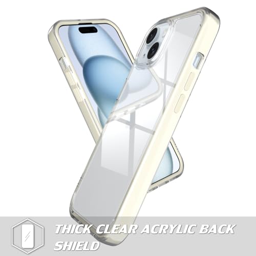 Puxicu Acrylic 2 in 1 for iPhone 14 13 Case，Anti-Yellowing, Military-Grade Protection, Drop Shockproof Slim Phone Cover for iPhone 14&13 6.1", Clear+White - image 2