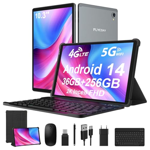 FLYCOAY 2K Tablet 10,4 Pulgadas, 4G LTE+5G WiFi, 36GB RAM+256GB ROM (2TB TF), Android 14 Tablet PC,...