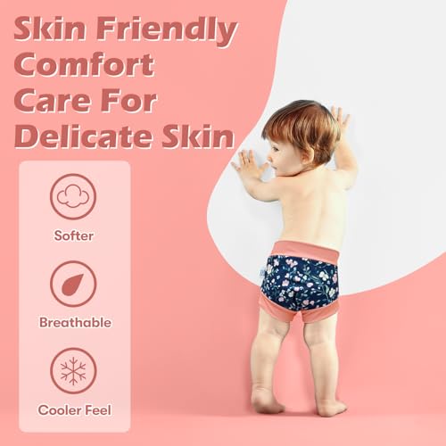 Image of ALVABABY 3 Pack Reusable Baby Girls Swim Diapers UPF 50+ Washable Toddler Beach Diapers