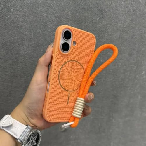 Étui magnétique iPhone 14 respirant orange : la coque idéale pour vos sorties et voyages