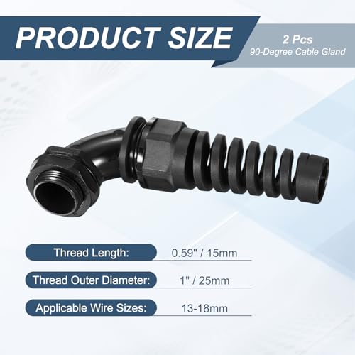 Prensaestopas M25 de alta resistencia con junta de nailon IP68 y guiado angular de 90 grados 3