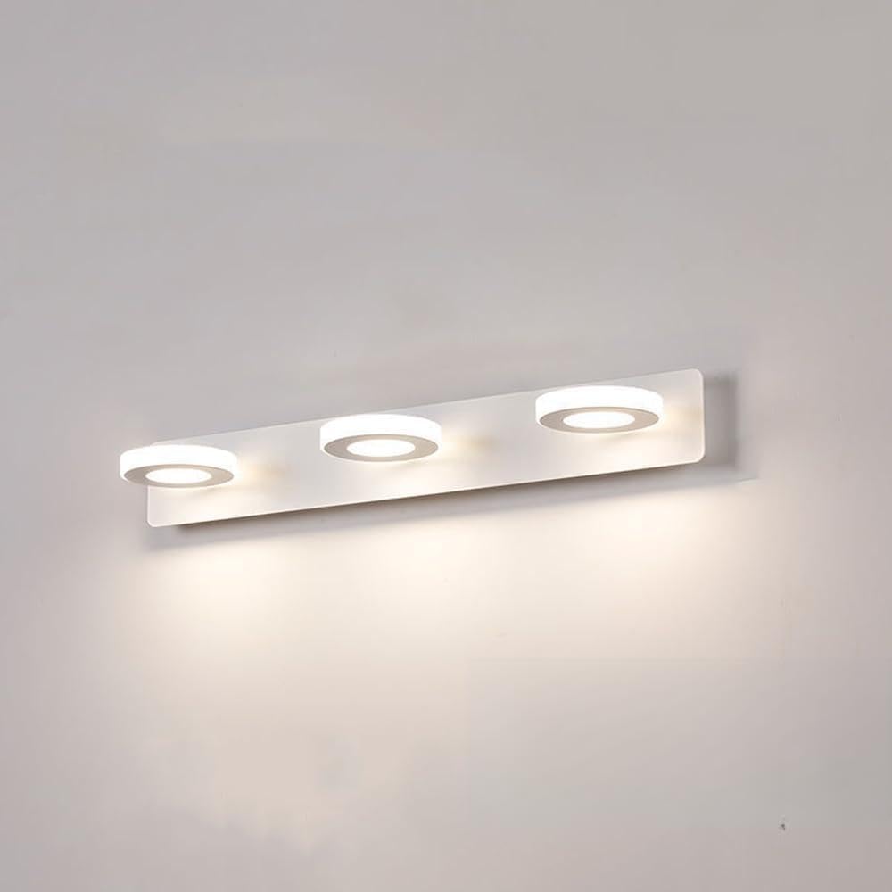 Mengjay Lámparas de Pared Led Interior,Apliques Espejo de Baño 3000k/4000K/6000K,Moderna Blanco Luz de Pared para Dormitorio Salón Cocina Pasillo Cabecera Baño (3 Luces)