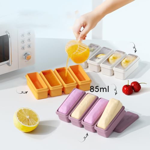Image of Durable Extra Large Silicone Freezer Non-Stick Ice Maker Trays with Lids 4-Compartment Meal Prep Food Soup Storage Containers Easy Press Demolding Ice. (1 pcs)