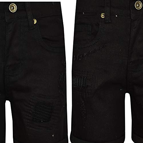 A2Z Kids Boys Shorts Denim Ripped Jet Black Chino Bermuda Jeans Knee Length Pants3