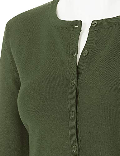 Image of Women's 3 /4 Sleeve Crew Neck Button Down Stretch Knit Cardigan Sweater (S-3XL)