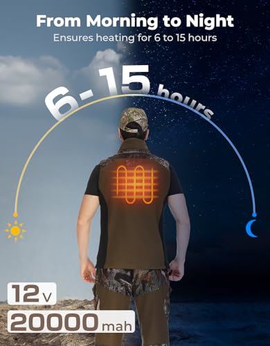 KEMIMOTO Mens Heated Camo Vest with 12V 20000mAh Battery, Silent Fabric for Hunting Hiking2