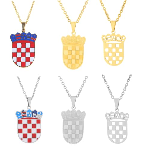 Croatian Flag Necklace Stylish Neckchain Jewelry with Croatia Badge Adjustable Ethnic Pendant Choker Gift for Men Women4